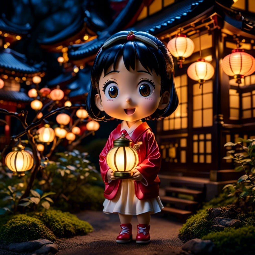 <lora:Elephant Boy:1.0>An adorable 3d girl holding a lamp at night <lora:Eternal Blossoms:1.0>