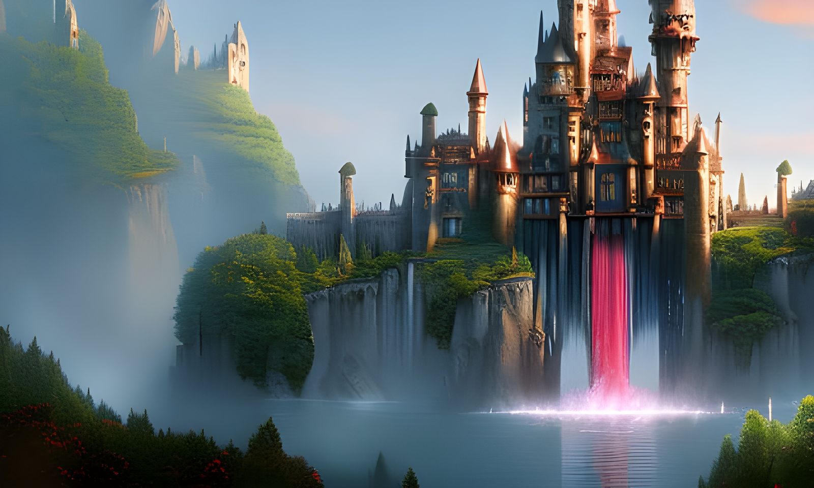 Epic Fantasy Castles with Roses: Detailed Matte Painting