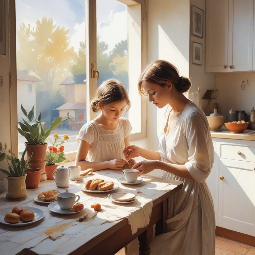 Celebrating Mothers - intimate scene capturing a mother and child sharing a quiet moment  by @Kosh