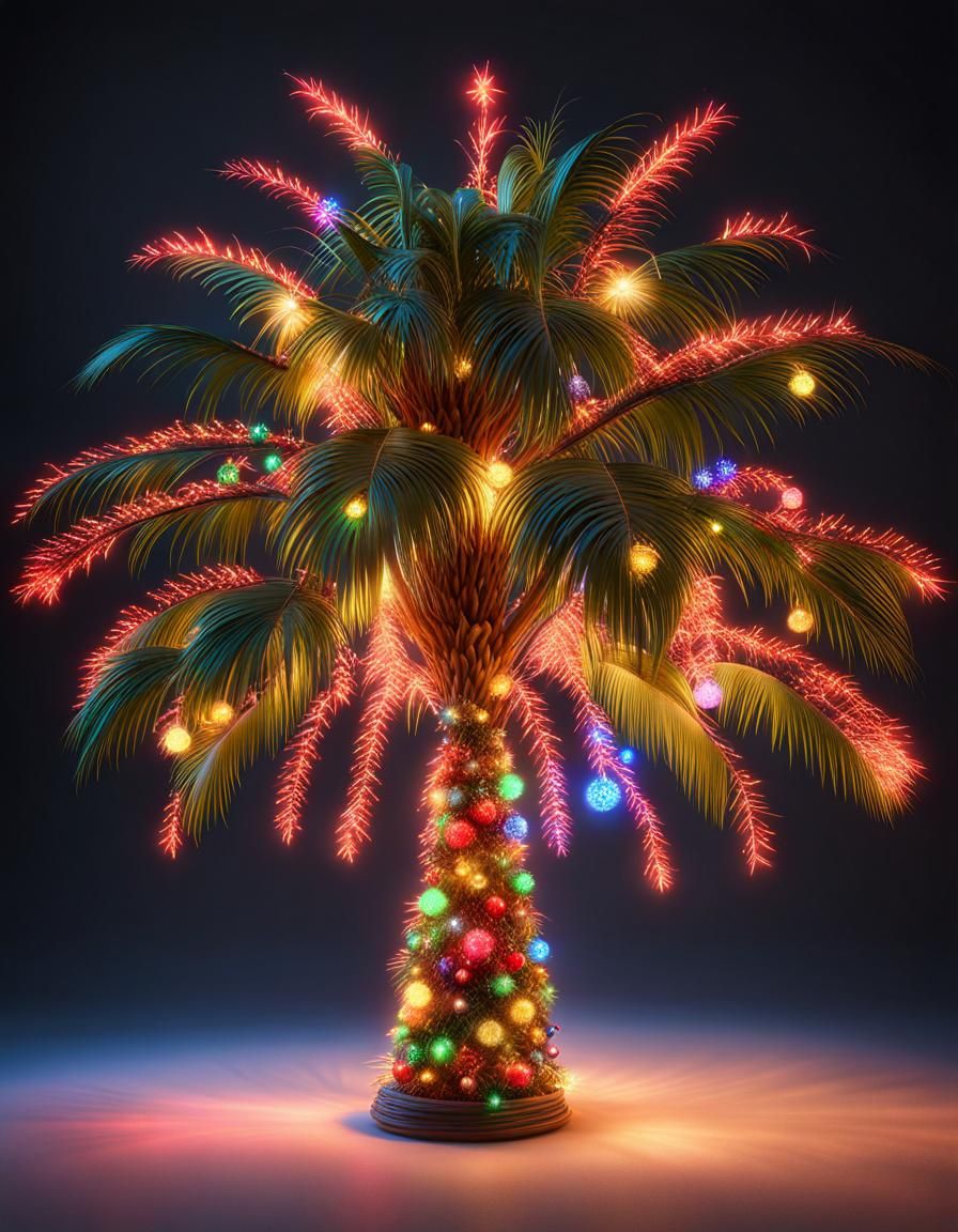 Christmas Palm Tree. AI Generated Artwork NightCafe Creator