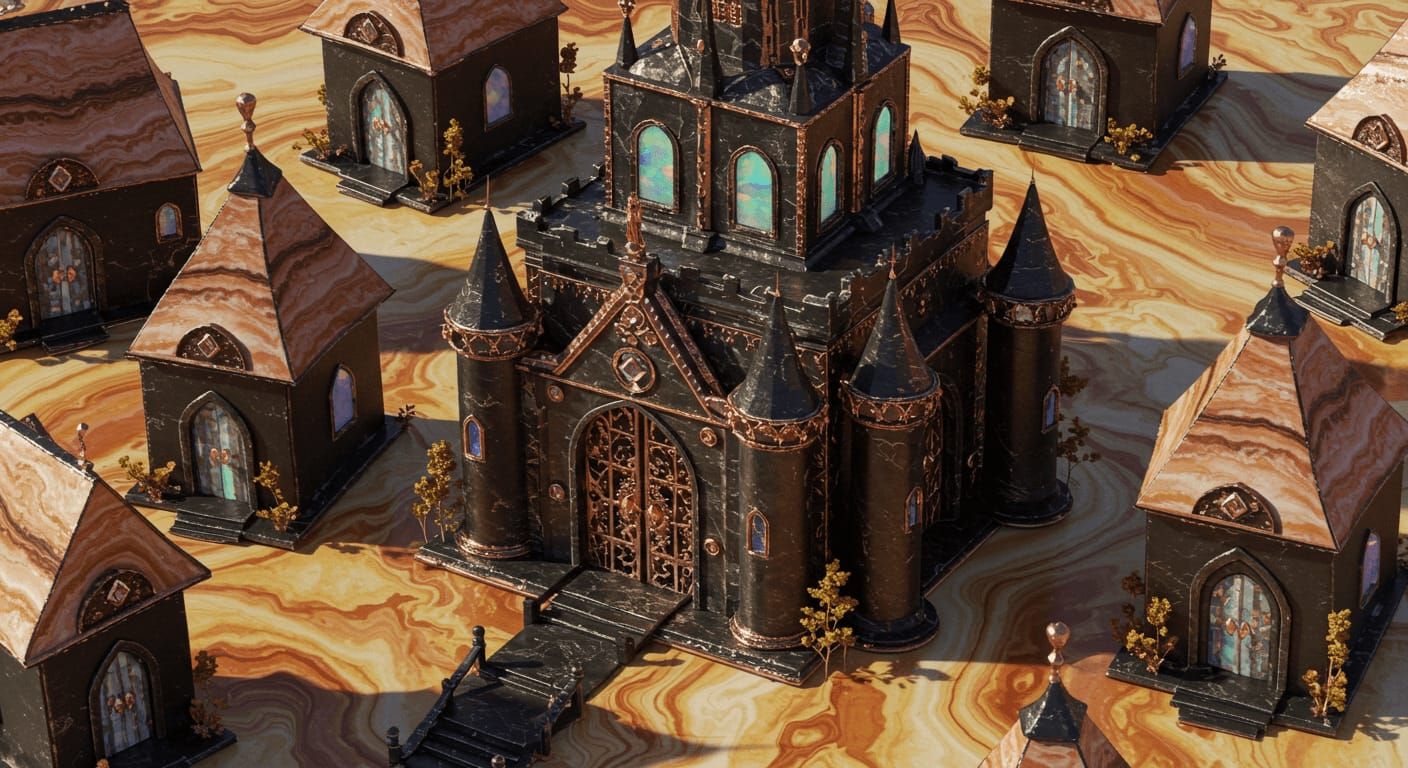 Blackened steel, rose gold, onyx, marble, opal, diamond