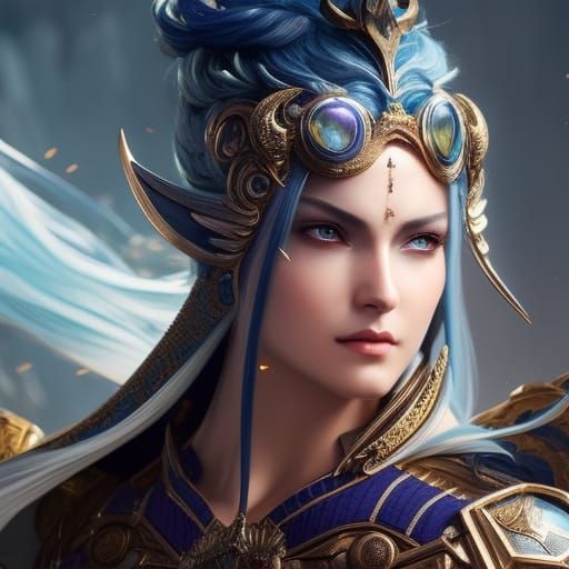 Blue warrior maiden - AI Generated Artwork - NightCafe Creator