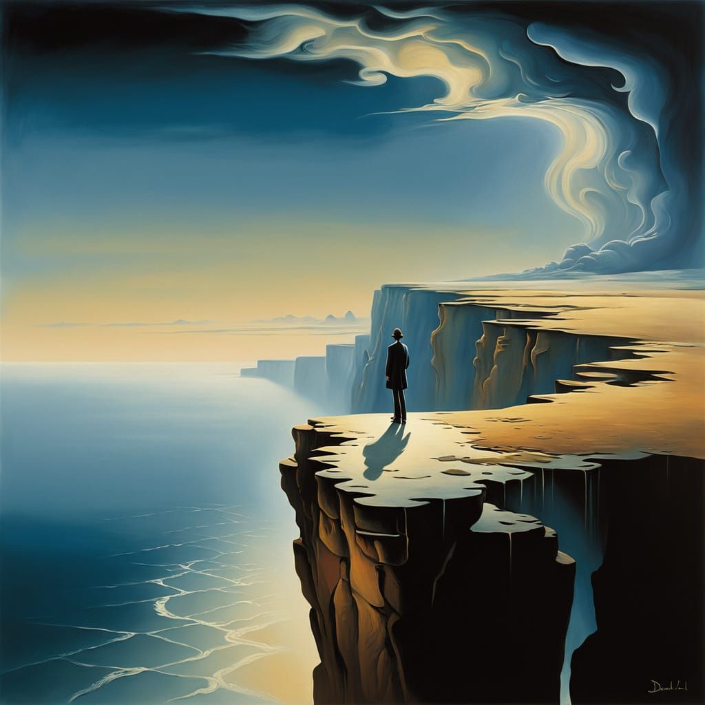 Ethereal Dreamscapes: Lone Figure on the Edge of Infinity