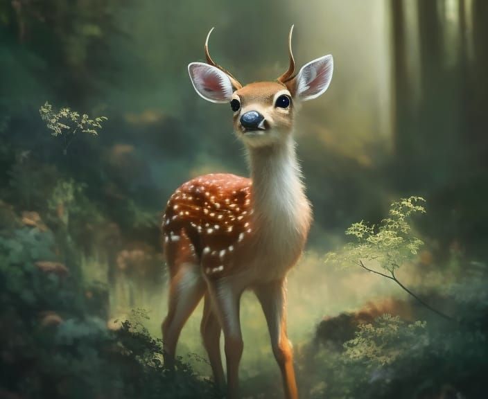 the shot of an adorable baby deer in forest :: awwchang :: miles-df