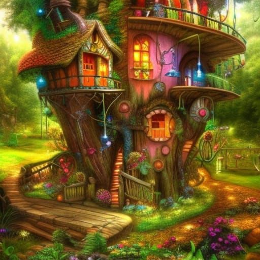 Cute Fairy Cottage - AI Generated Artwork - NightCafe Creator