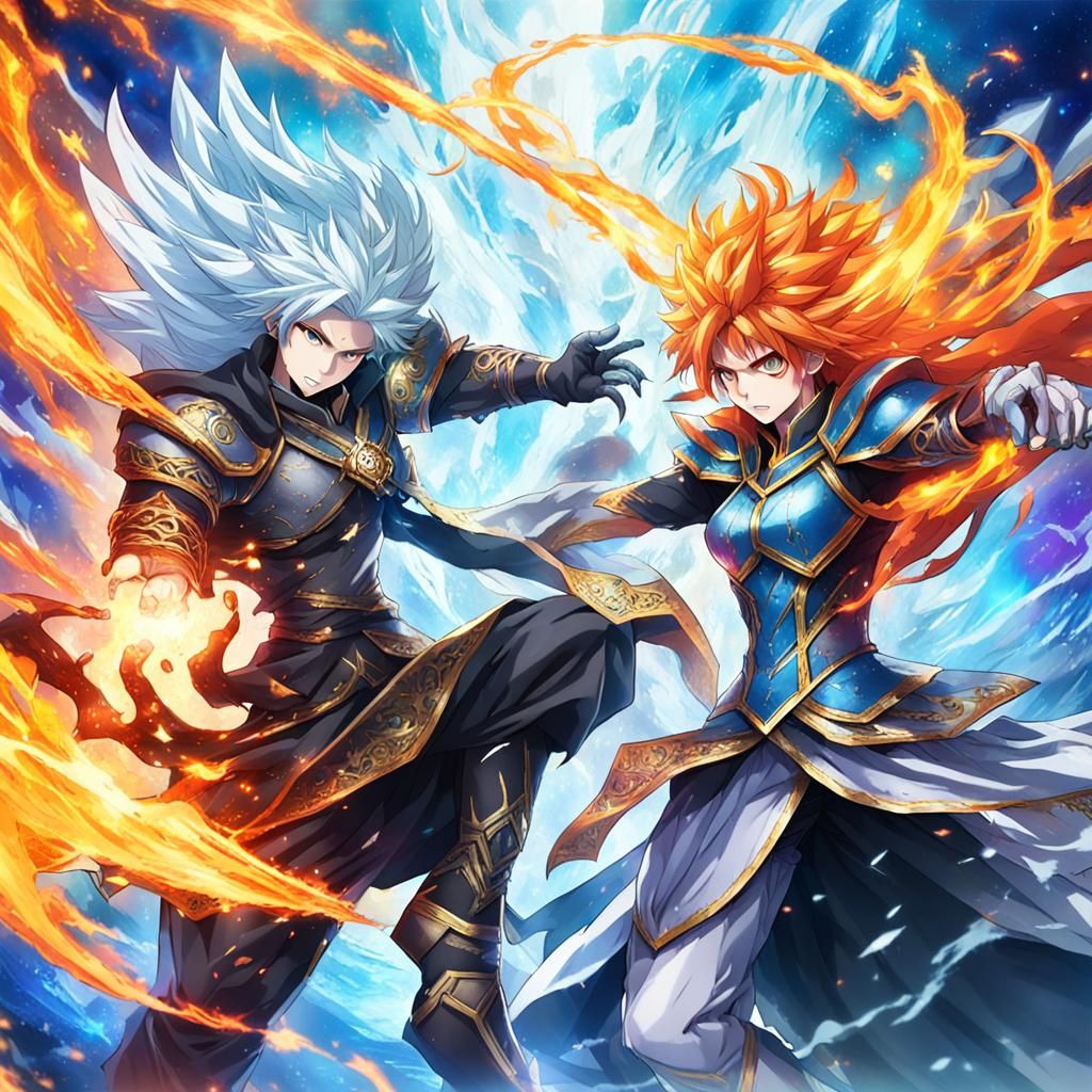 Dance-off, epic clash, legendary anime manga battle between 2 evil villains, hot fiery fire heat melting ...  by @Laevos