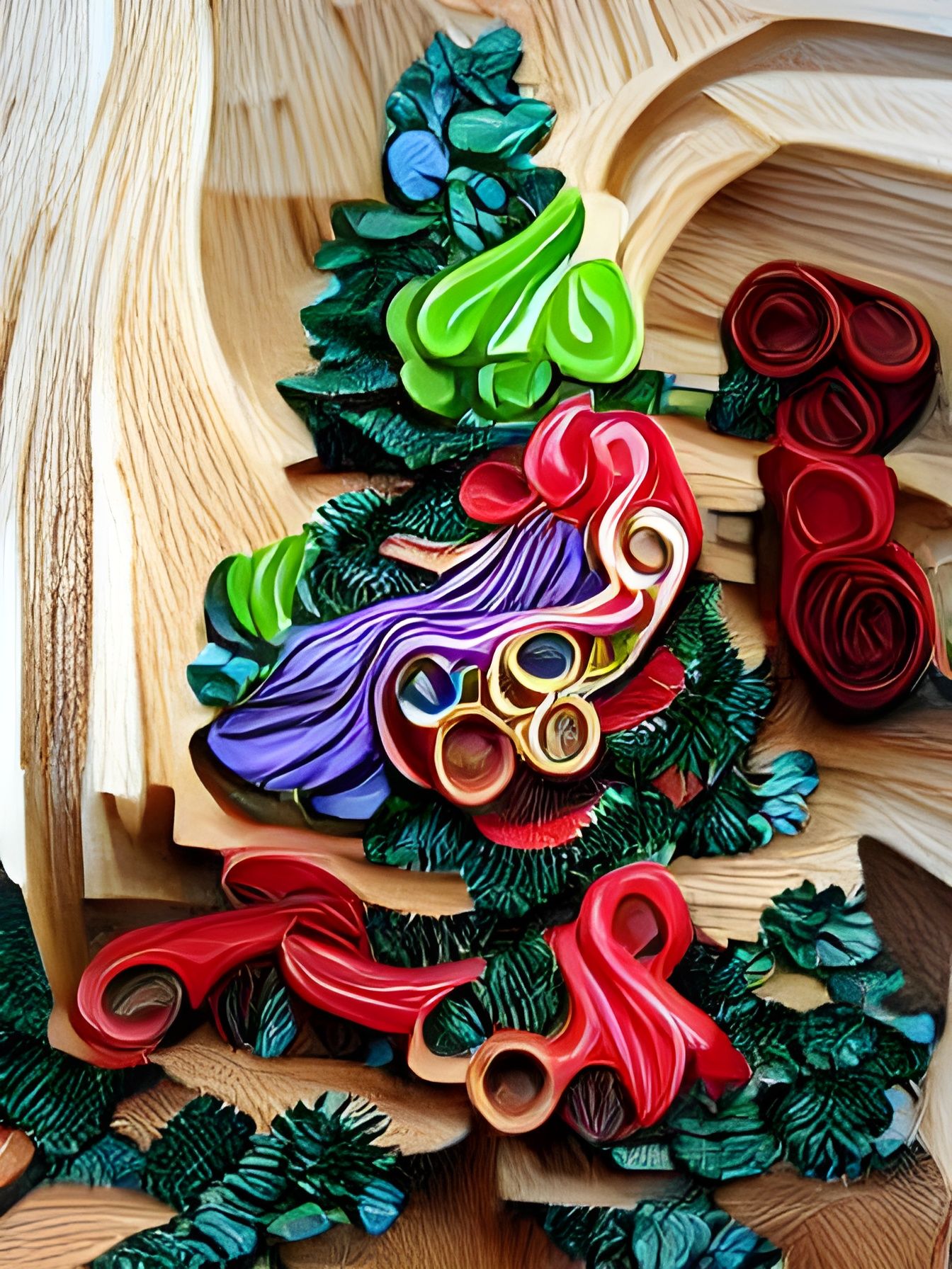 Colorful Christmas woodcut quilling
