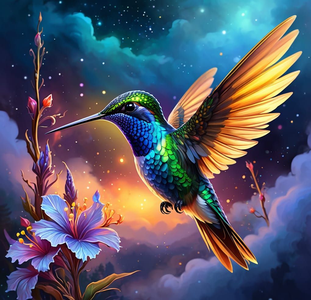 A hummingbird is hovering #2