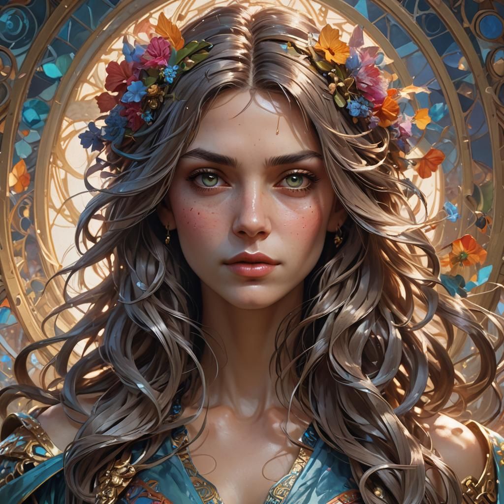 Beautiful Woman Portrait in Hyperdetailed Style