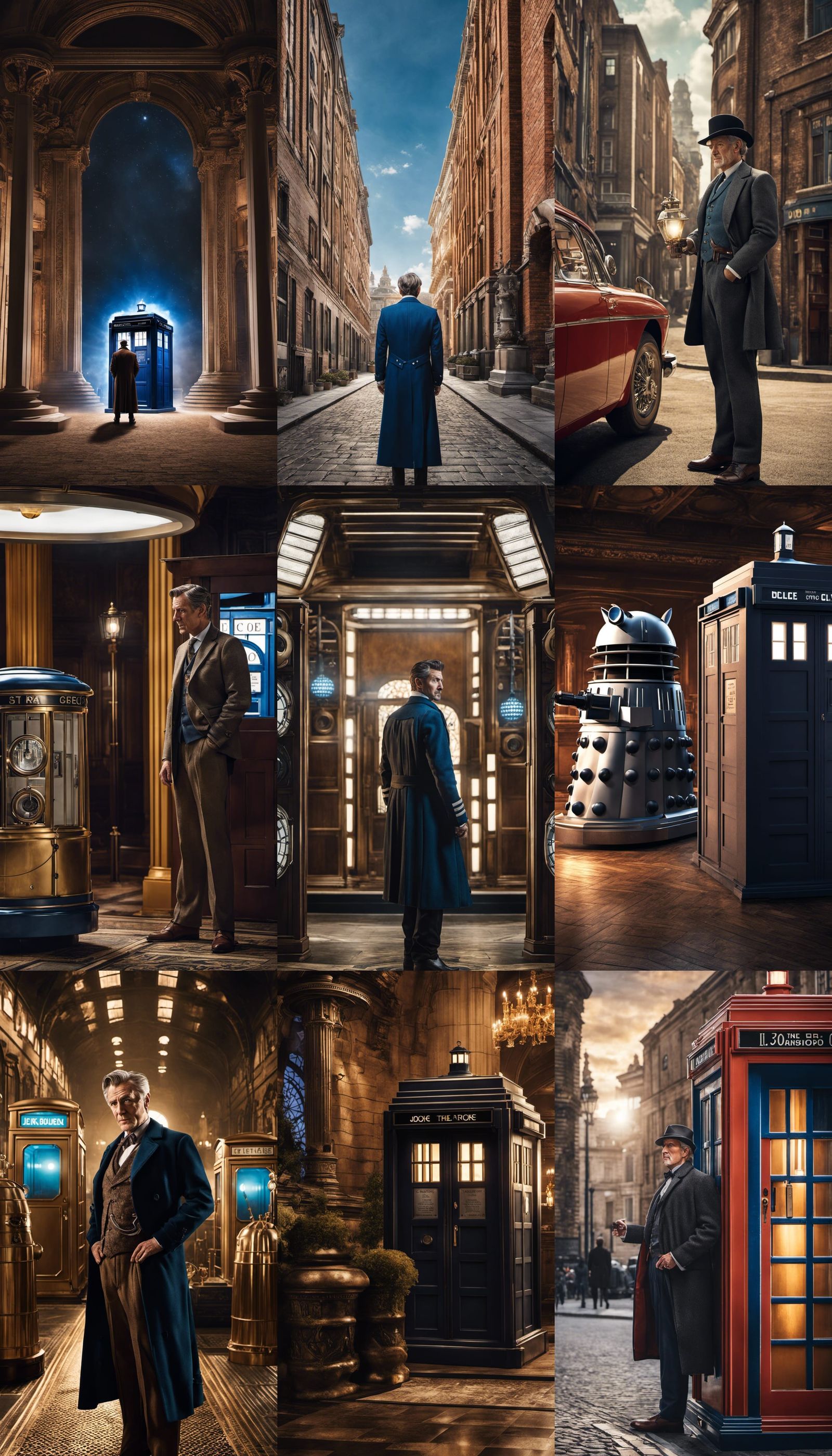 Vintage photograph of Dr. Who standing with his TARDIS blue ...