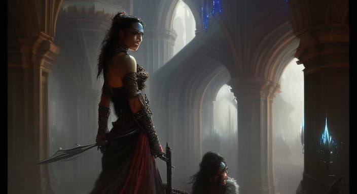 "Gypsy and Genie" dark fantasy by Pino Daeni, Dystopian Land...