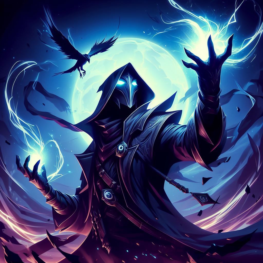 A dark magician sending chaos to the World, with Valorant graphic style