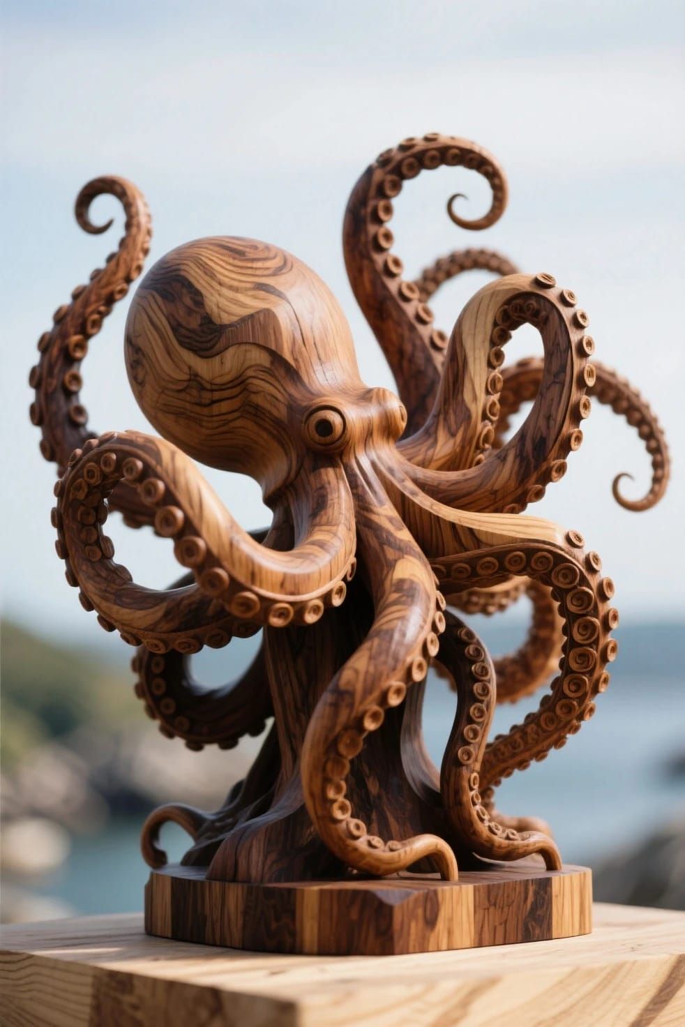 Woodworks Wooden statue of the kraken