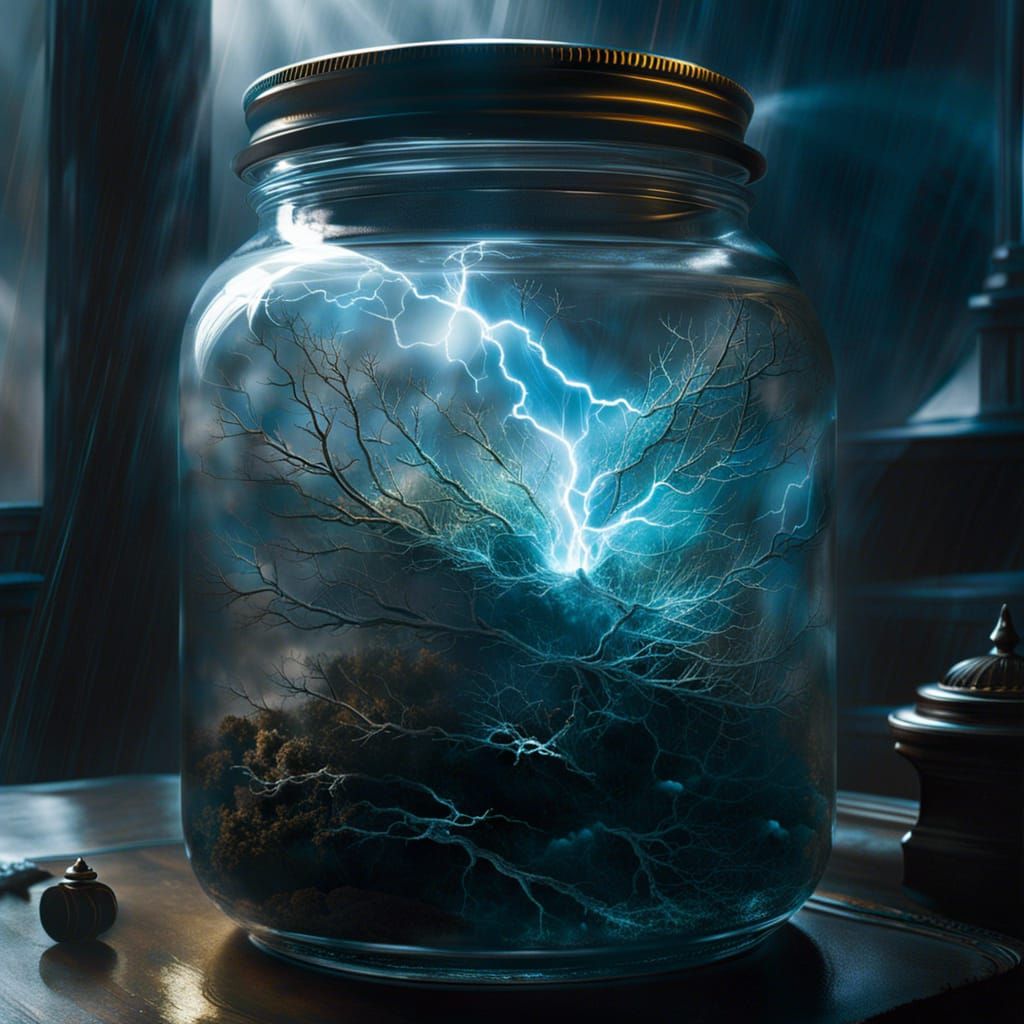 Lightning in a jar AI Generated Artwork NightCafe Creator