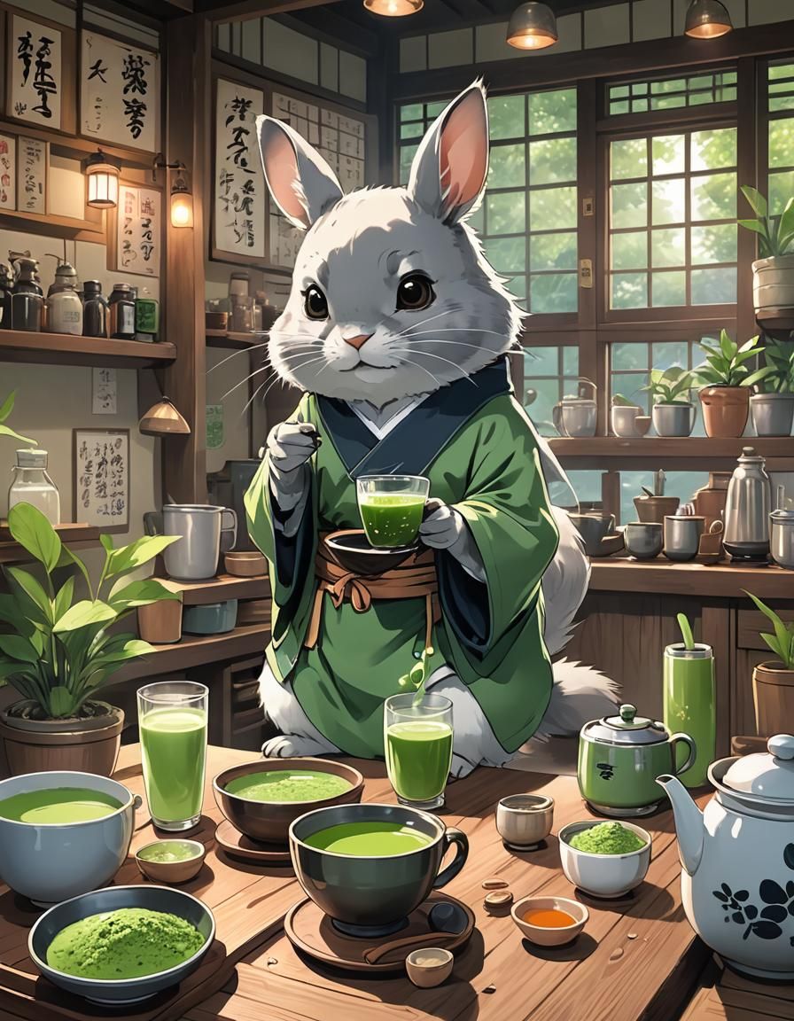 japanese tea house matcha milk tea chinchilla