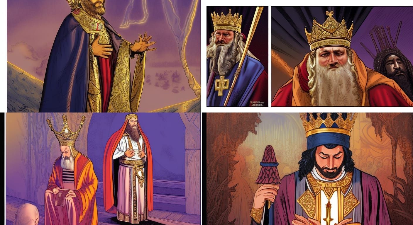 Psalm 3 King David Black Hebrew in royal attire with crown in prayer to