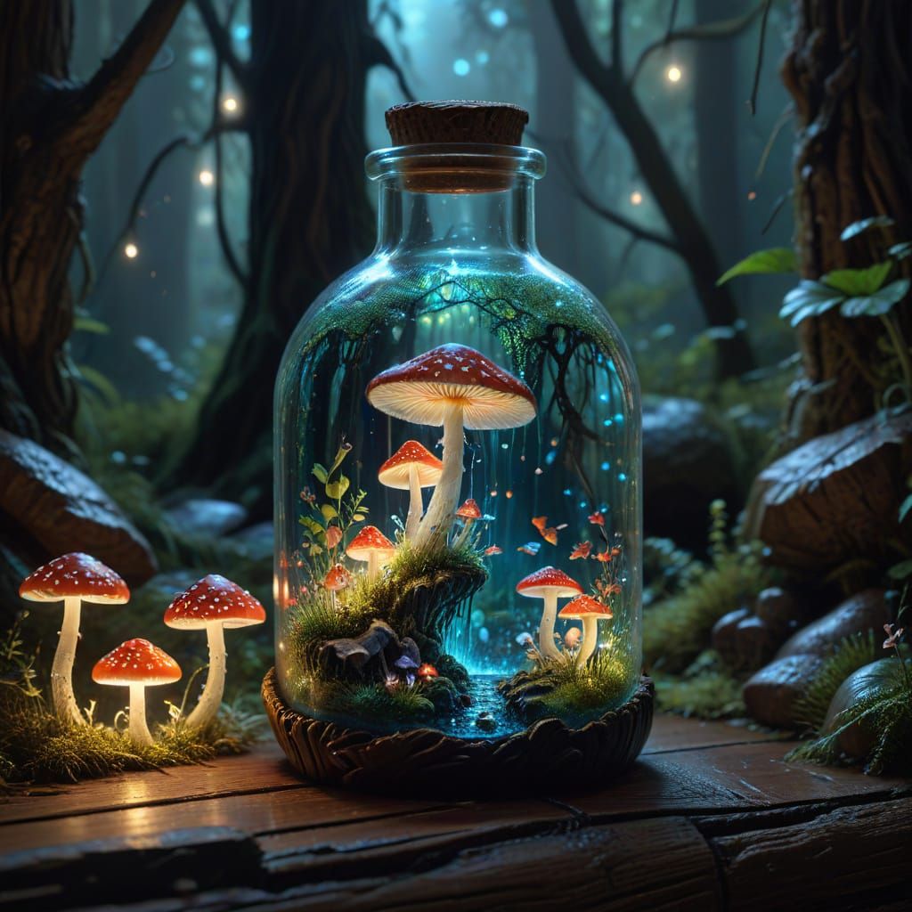 Enchanted Forest in a Bottle Oil Painting