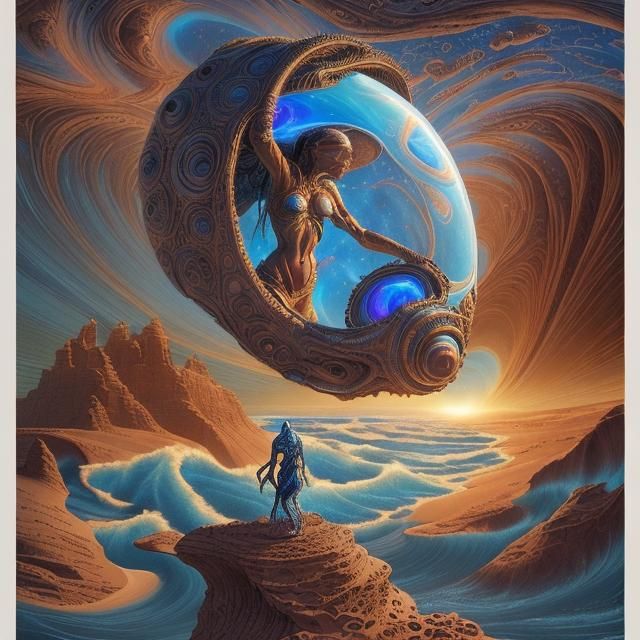 intricate hyperdetailed epic cosmic time portal above a mast...