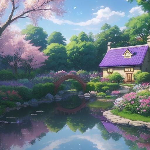 ( heart frame:2) with a picture perfect cottage and garden w...