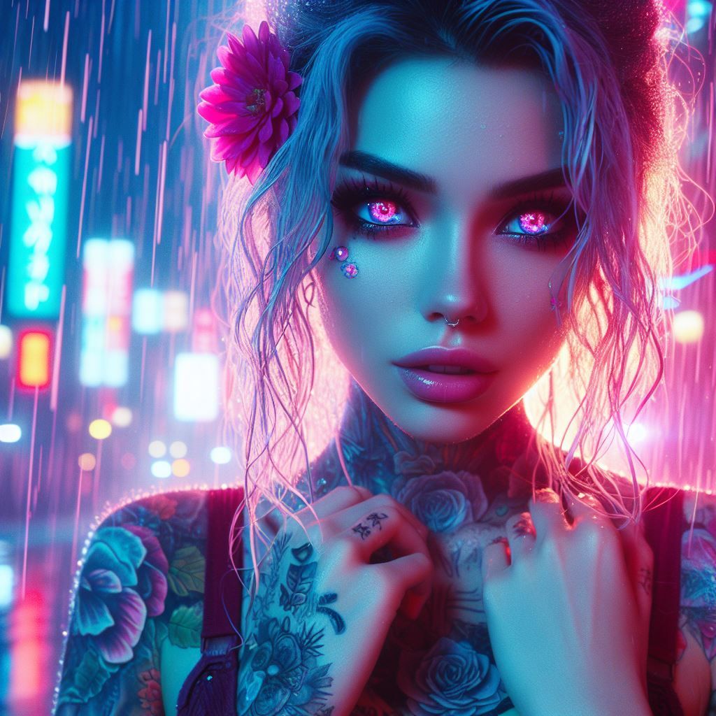 woman with mesmerizing rainbow eyes