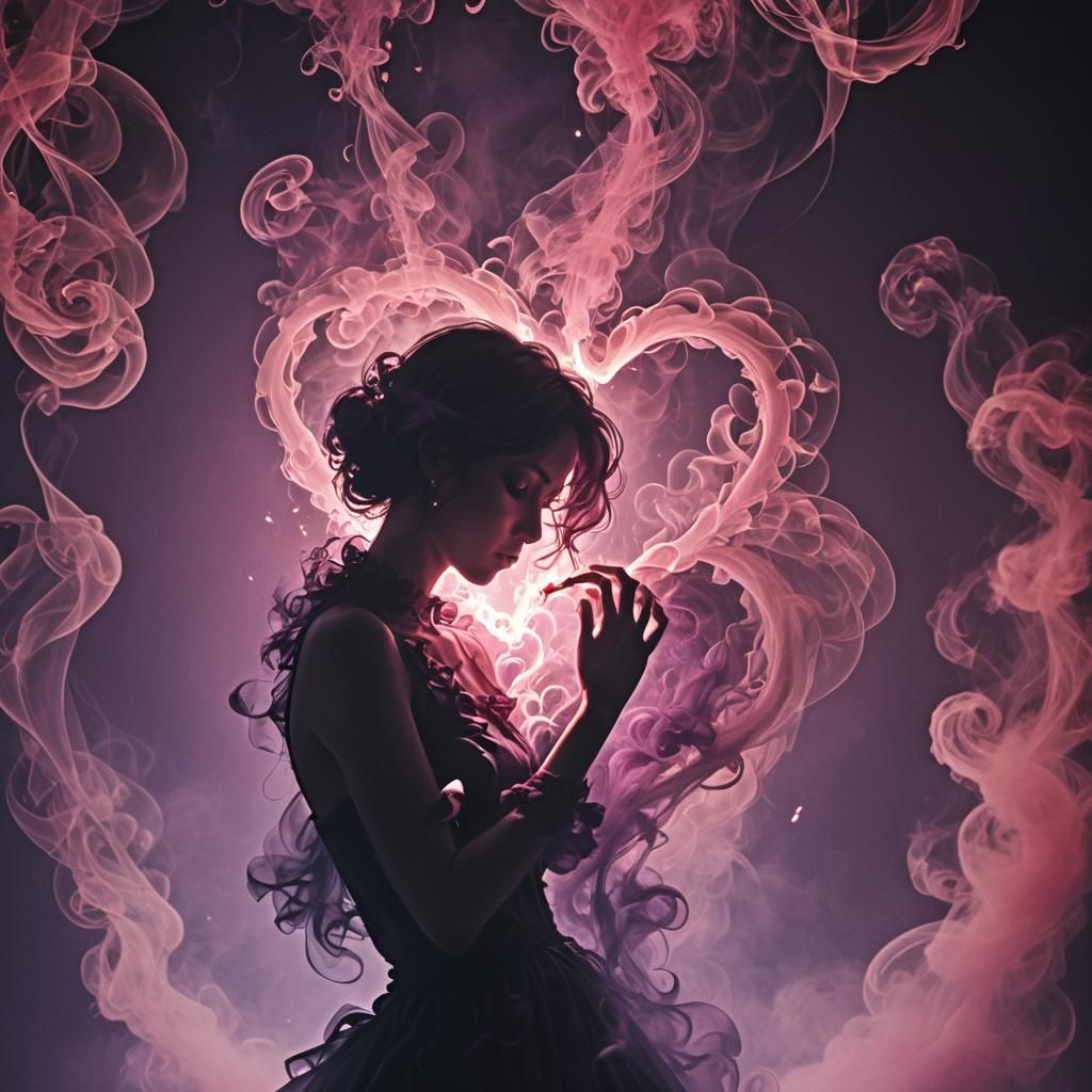 Made from smoke. silhouette, hyper detailed, be my valentine...