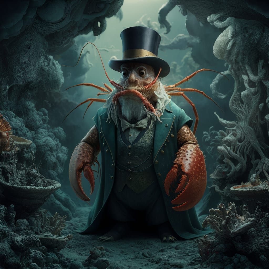 Grandpa's Spirit Animal is a Lobster in a TopHat II AI Generated