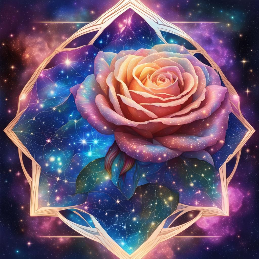 shining sapphire rose illuminated by the stars