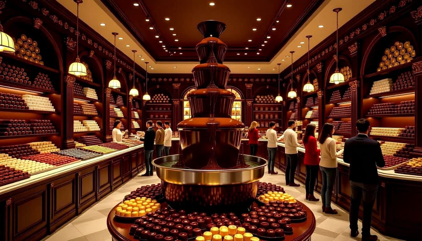 11/5/2025-Chocolate Store with Huge Chocolate Fountain Art By Archangel Tara