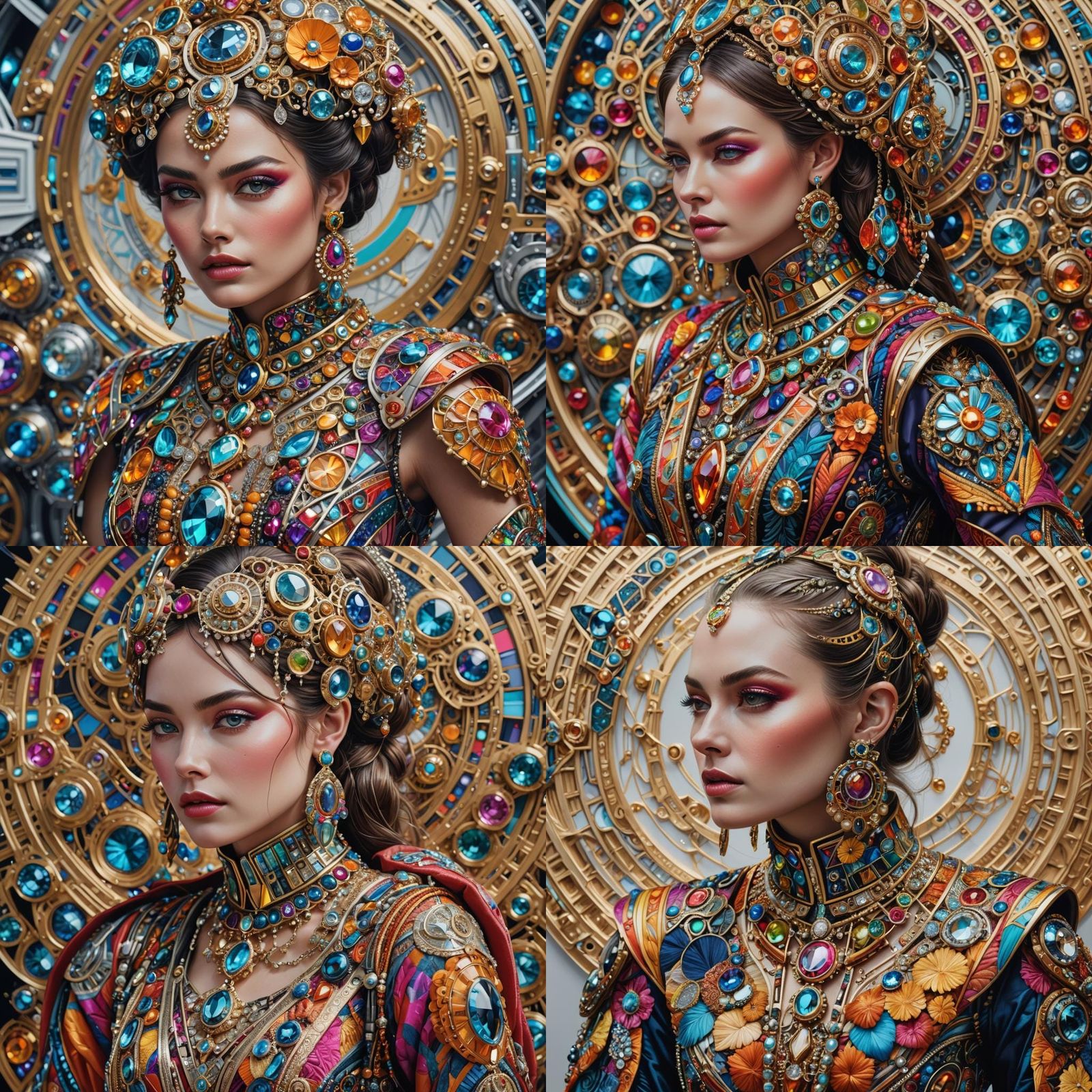 Hyperrealistic portrait of a beautiful woman wearing intrica...