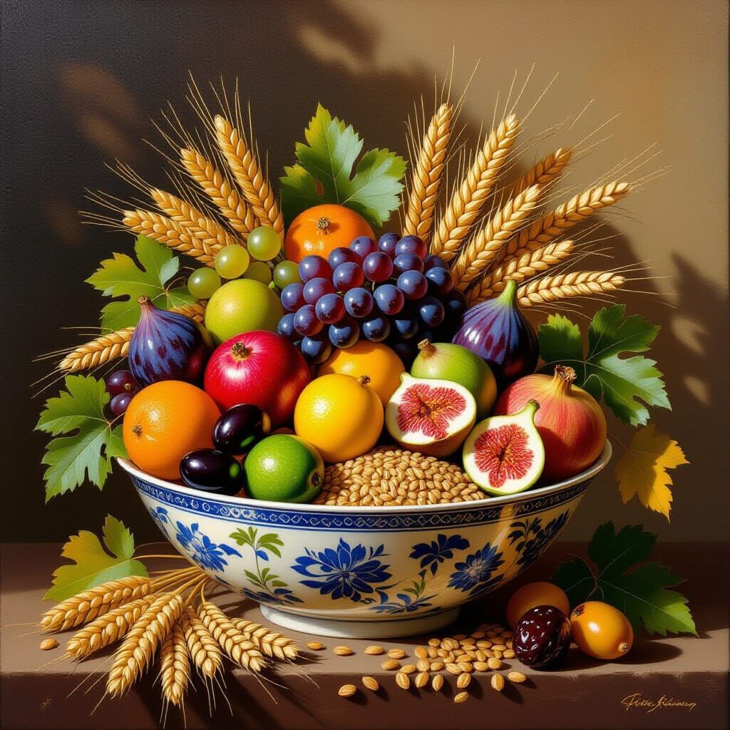 Abundant Harvest Bowl in Dappled Sunlight