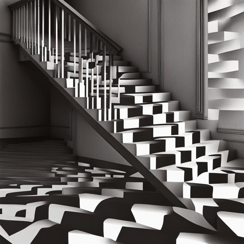 Optical Illusion Staircase - AI Generated Artwork - NightCafe Creator