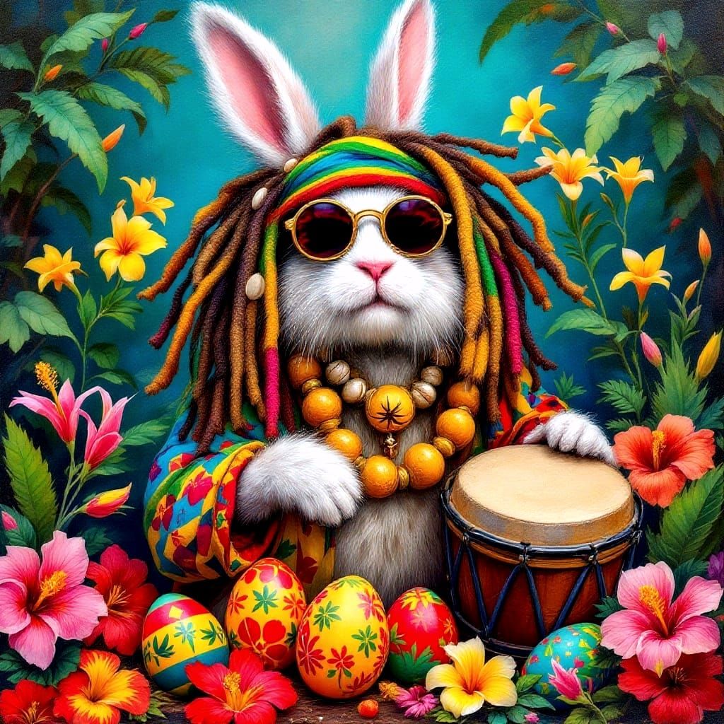 The Rasta Easter Bunny  by @Babel