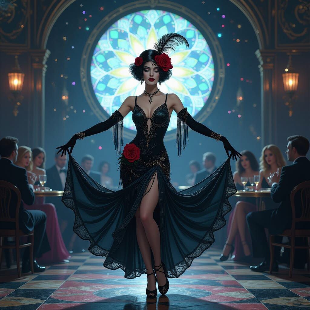 Undead Flapper Dancer in Gothic Art Nouveau Dancehall
