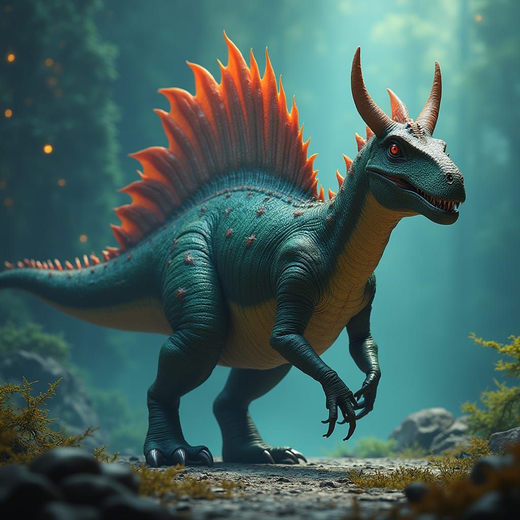 Majestic Hybrid Theropod Reigns in Ancient Dreamscape