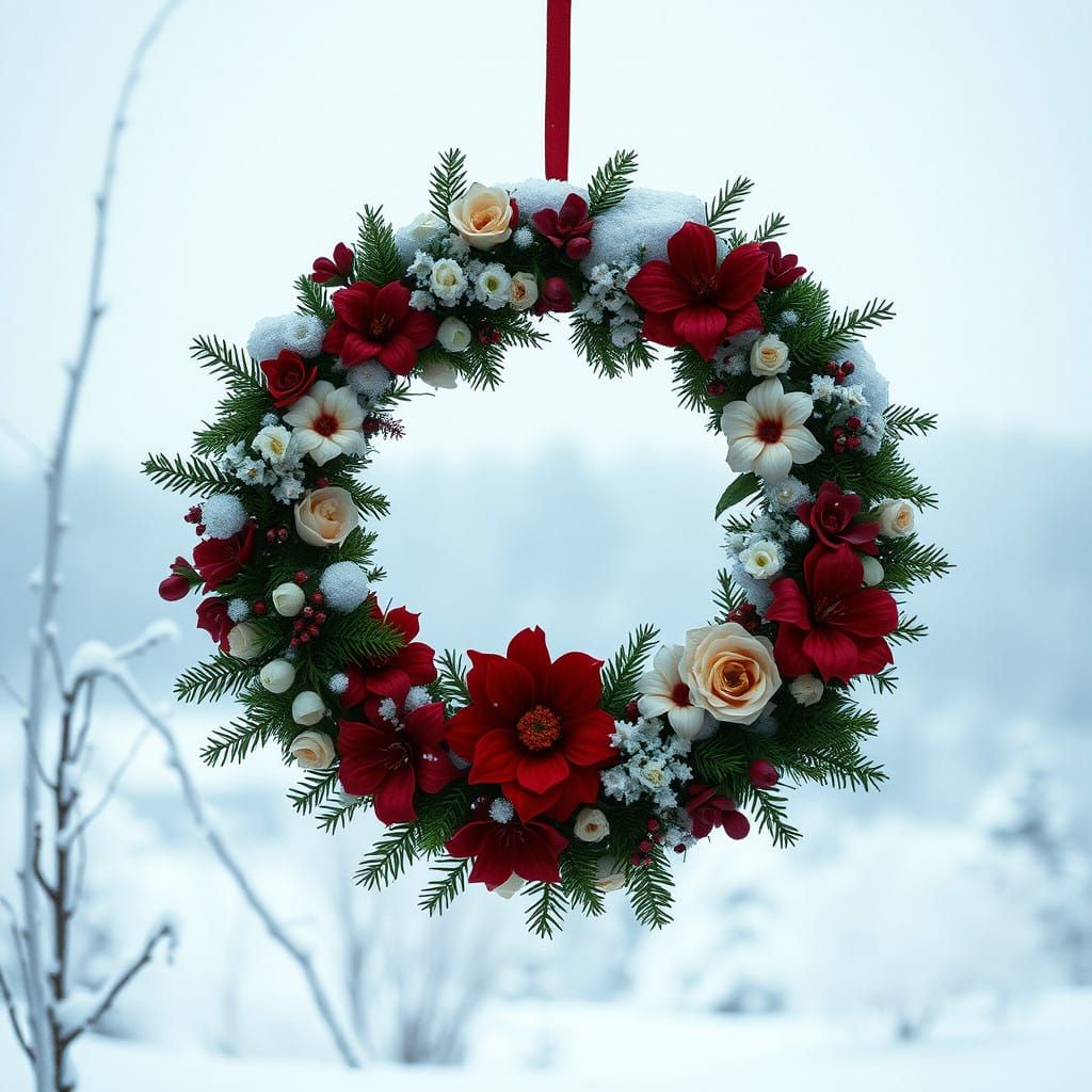 Christmas Flower Wreath  by @ImaginatorLucy