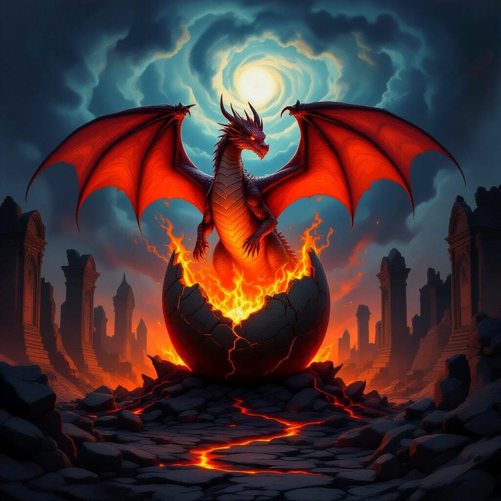 Dragon hatching  by @Staircase Flash