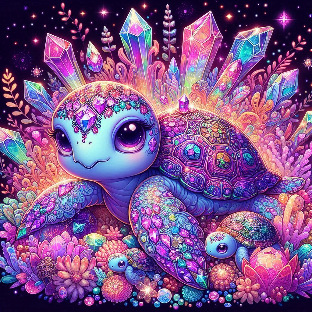 sea turtle & baby sea turtles playing