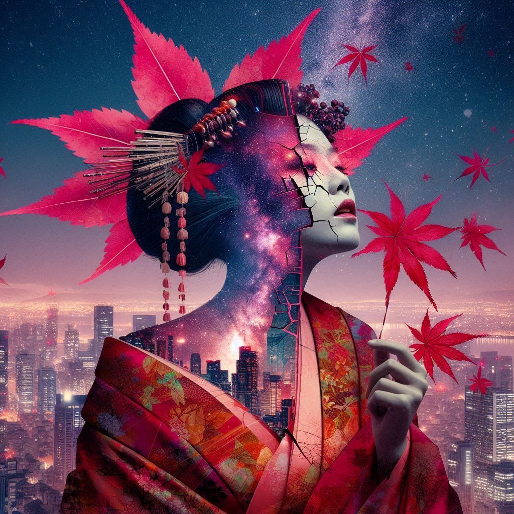 Geisha and maple leaf 🍁