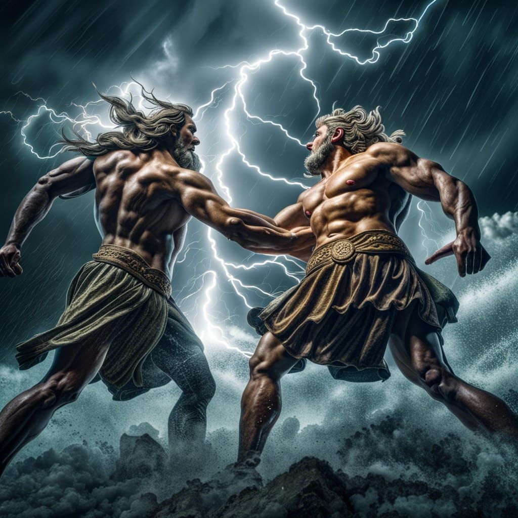 Zeus vs. Poseidon - AI Generated Artwork - NightCafe Creator
