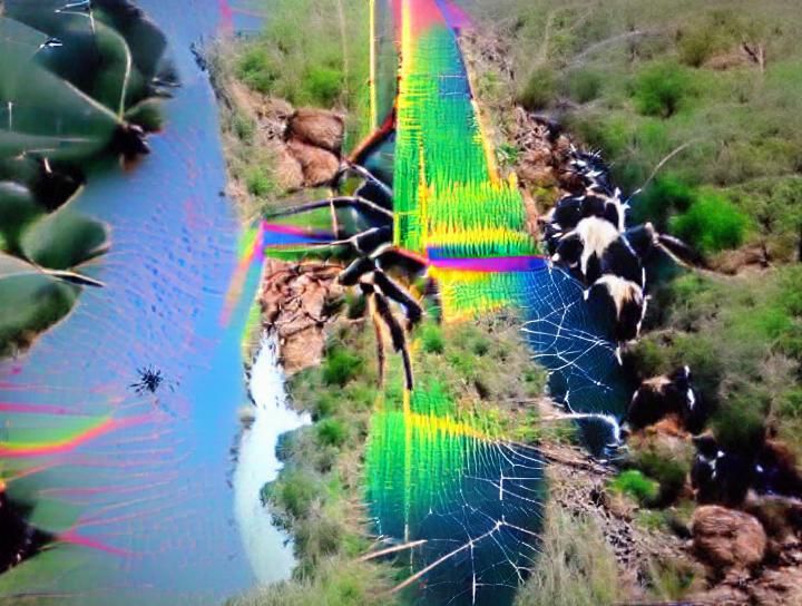 A gigant spider spectrum sound looking ta cactus river with ...