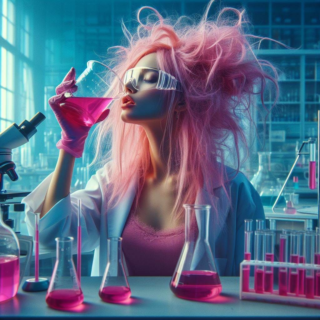 Crazy scientist who sees life in pink