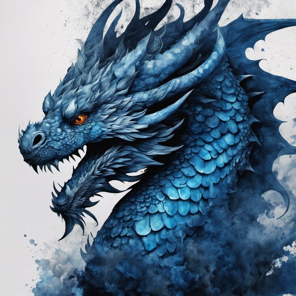 Blue Ombre Dragon - AI Generated Artwork - NightCafe Creator