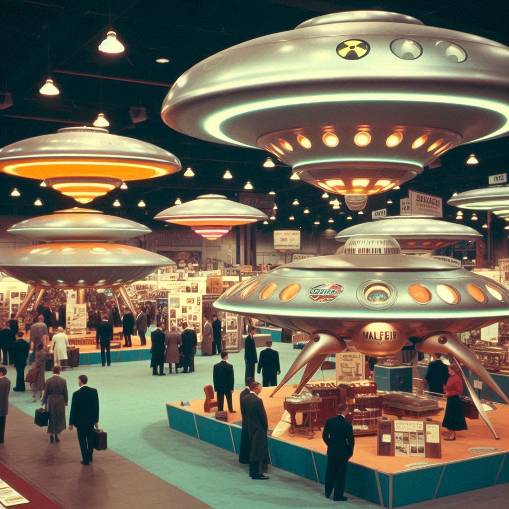 Flying saucers at trade shows, 1950s