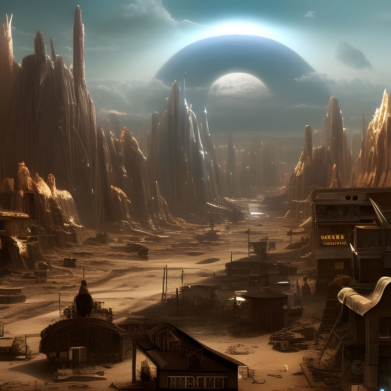 Space Western Town Epic Cinematic Brilliant Stunning Intricate