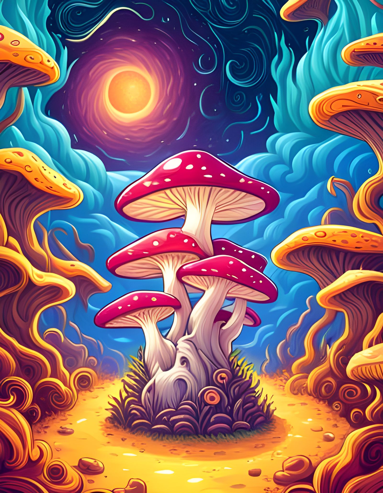 Groovy Mushrooms - AI Generated Artwork - NightCafe Creator