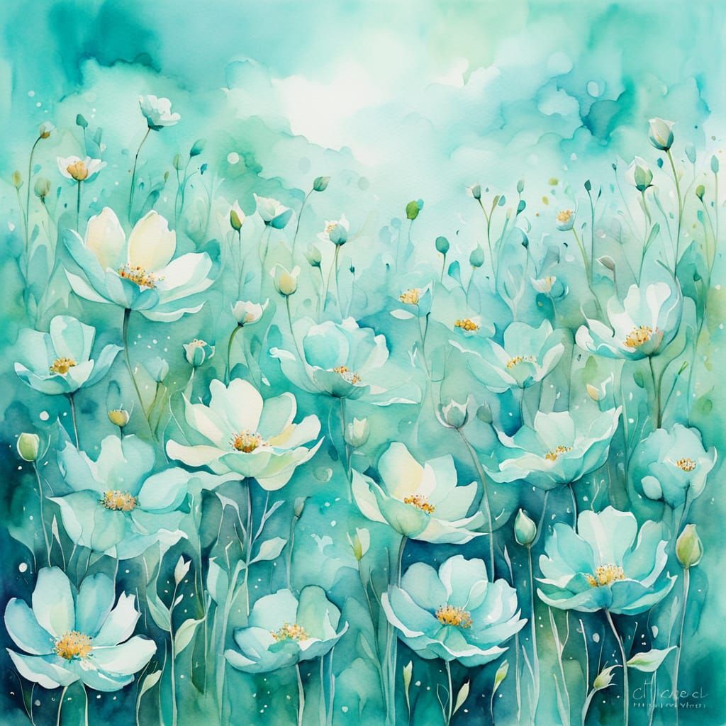 שדה פרחים טורקיז