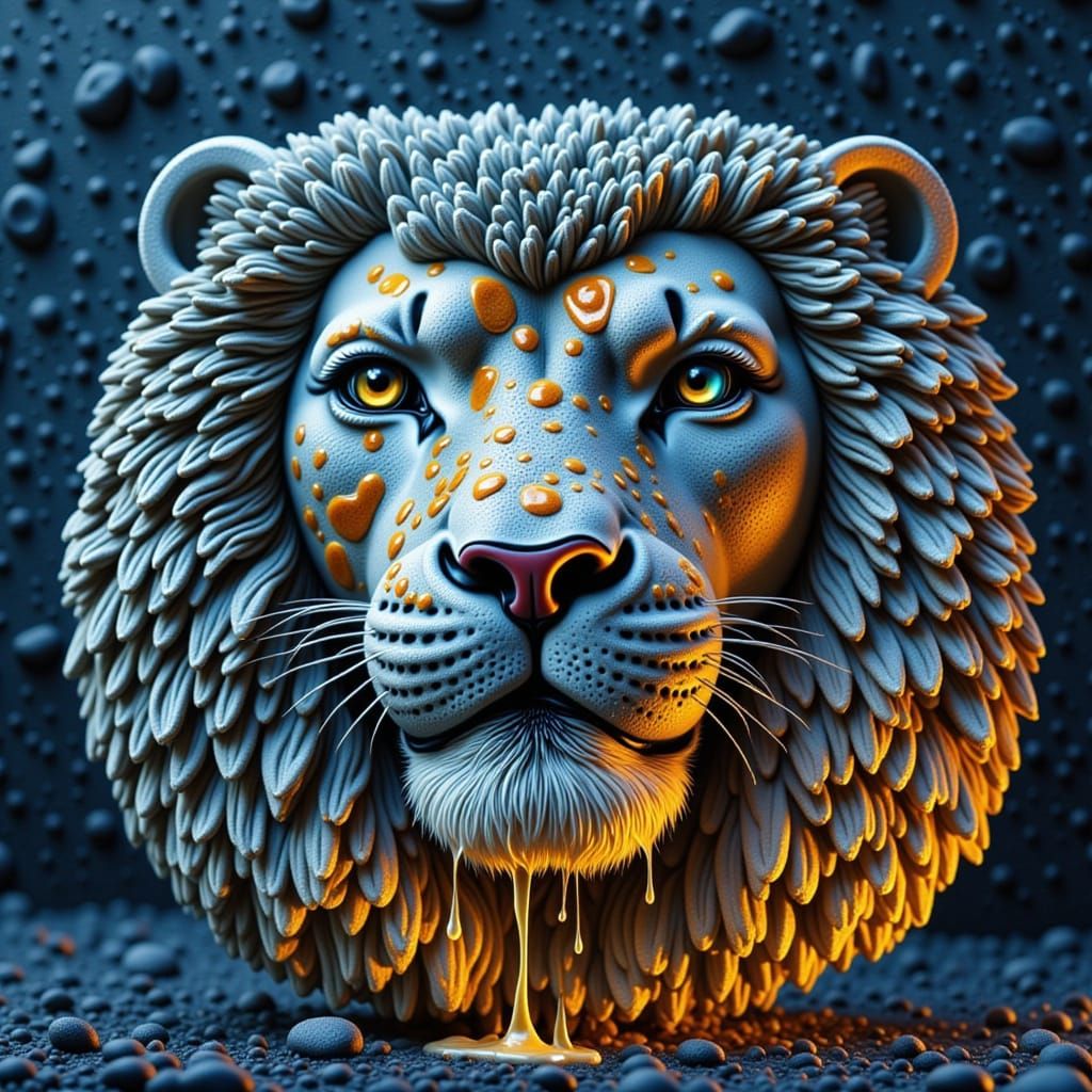 Majestic Waffle Lion Sculpture with Maple Syrup