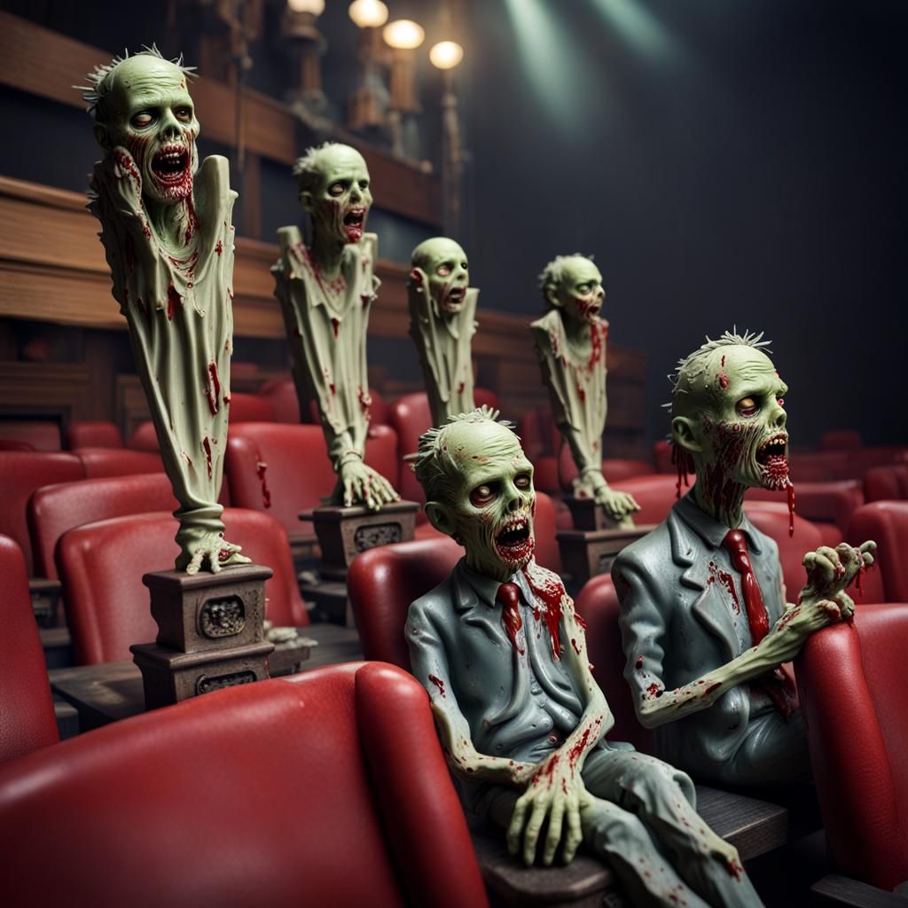 zombie bobble head figurine, dripping blood, oozing, gross, ...