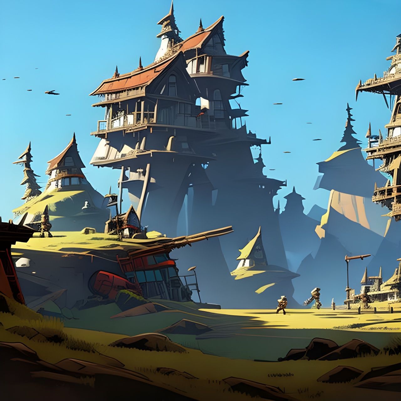 mountain village Hyper-detailed masterpiece by Nate Simpson ...