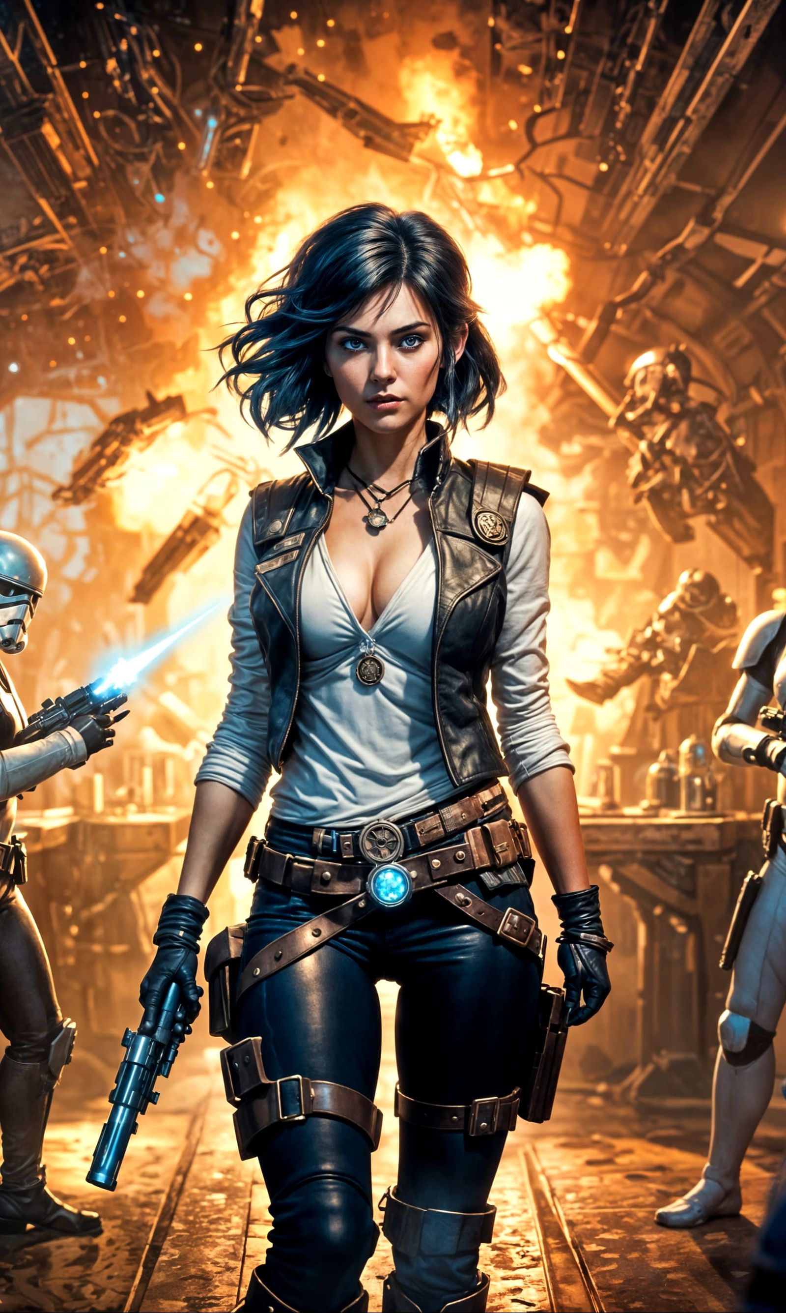 Cyberpunk Star Wars Rogue in Smoky Cantina